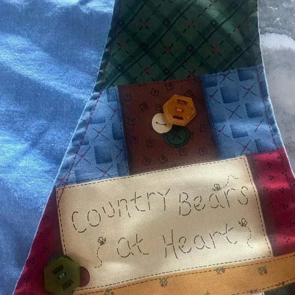 Women’s Hand Made Country Style Denim Embroidered VEST Bears Bees , Medium M - Picture 4 of 7